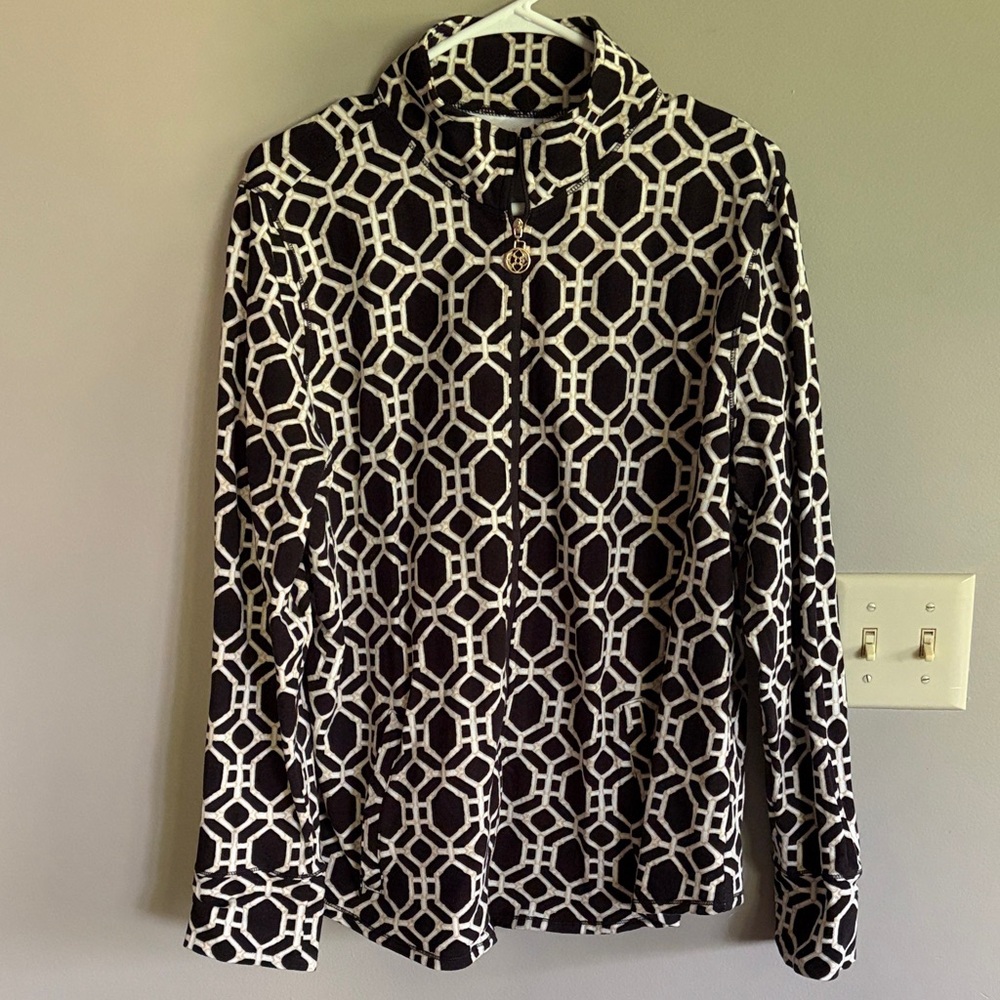 Belle by Kim Gravel Geometric Full Zip French Terry Jacket